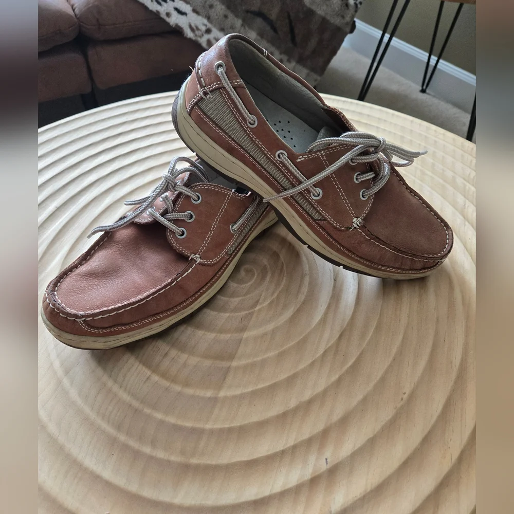 Chaps Leather Men's Boat Deck Loafers Size 10.5 Euc